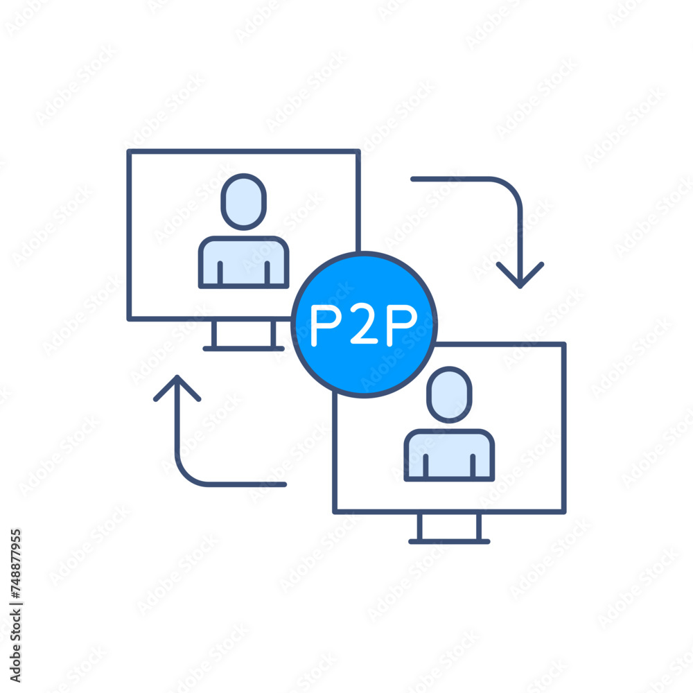 Peer-to-Peer Networking. Digital Collaboration. Vector Icon, Online Partnership. Peer to Peer Exchange. Minimalist Vector Graphic. Peer-to-Peer Networking. Digital Collaboration. Vector Icon, Online Partnership. Peer to Peer Exchange. Minimalist Vector Graphic.
