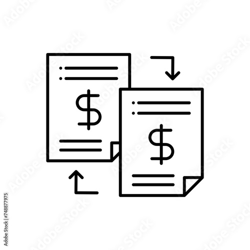 Distributed Ledger. Cryptocurrency blockchain technology. Black outline vector icon."
