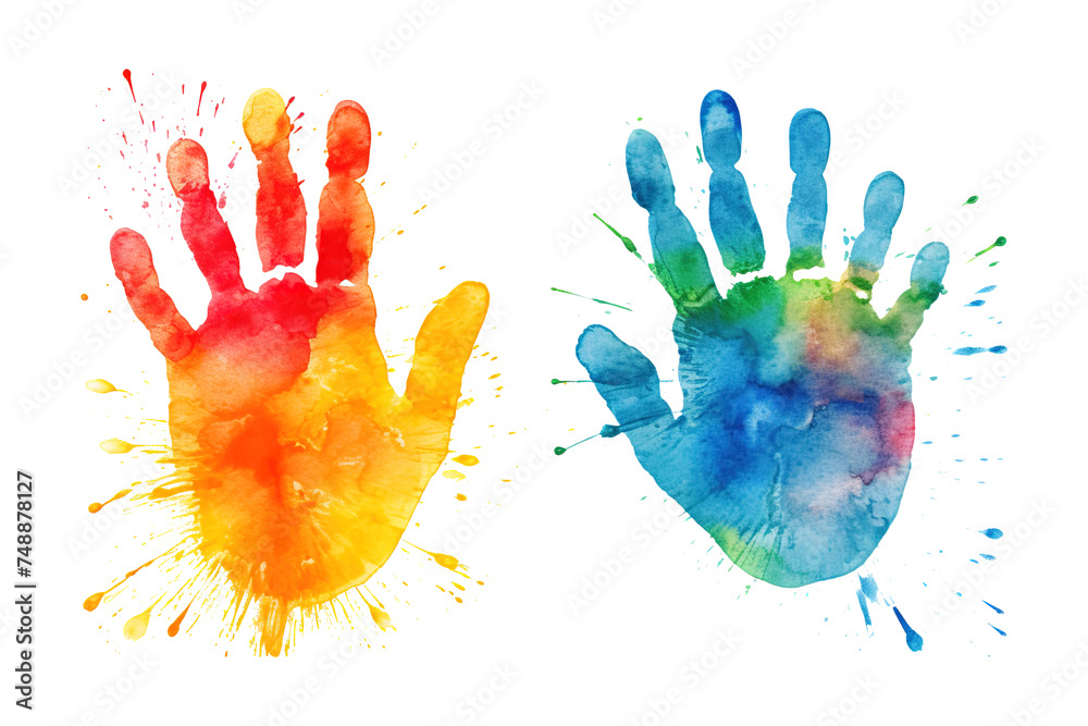 © Vector Nazmul - Colorful hand print isolated on transparent background Remove png, Clipping Path, pen tool