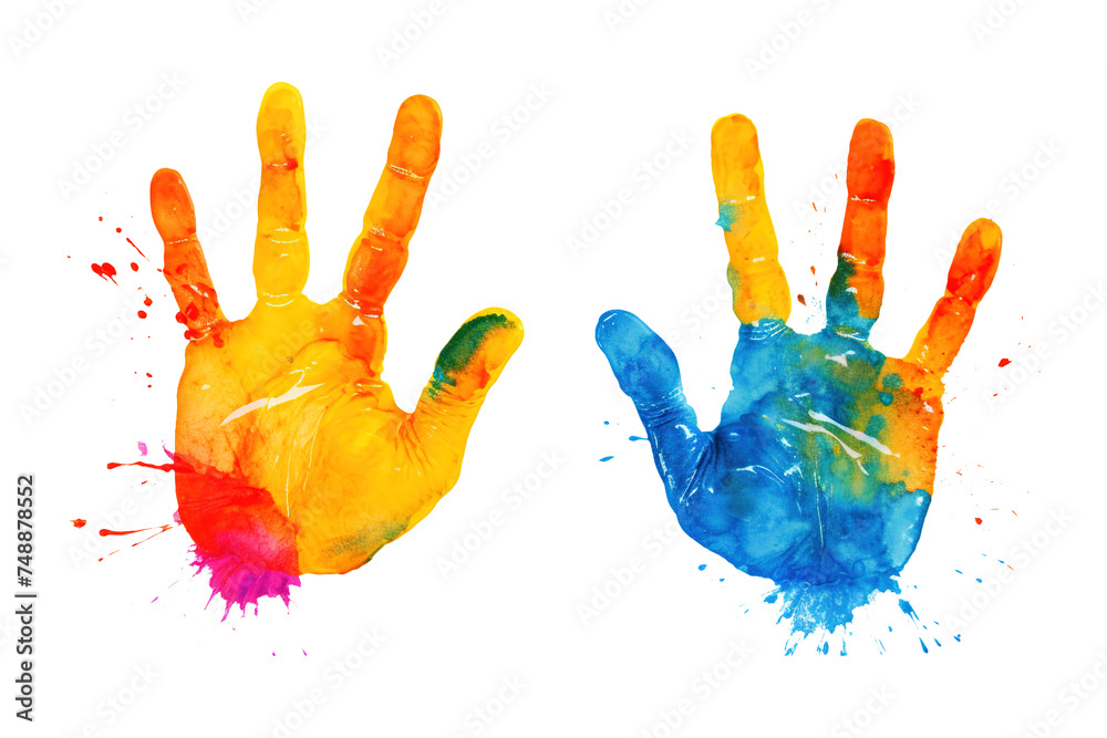 Colorful hand print isolated on transparent background Remove png, Clipping Path, pen tool Colorful hand print isolated on transparent background Remove png, Clipping Path, pen tool