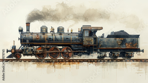 antique steam locomotive, generative ai