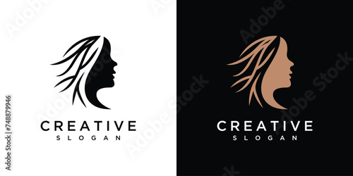 Beautiful woman face logo. Abstract concept of feminine beauty salon logo with woman's face