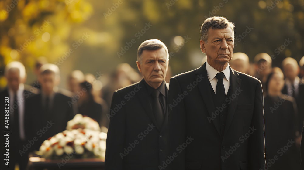 Deux hommes lors d'une cérémonie d'un enterrement. Deux hommes lors d'une cérémonie d'un enterrement.