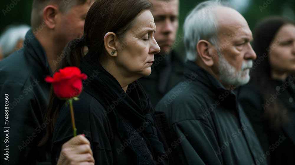 Une femme triste lors de la cérémonie d'enterrement. Une femme triste lors de la cérémonie d'enterrement.
