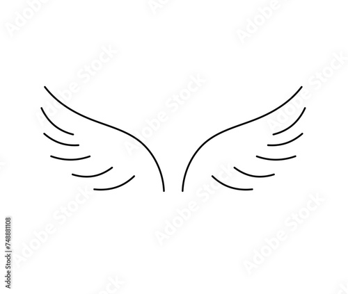 Vector isolated two pair wings symmetrical tattoo colorless black and white contour line easy drawing