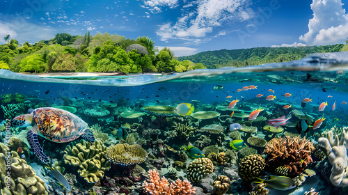 Vibrant Underwater Paradise with Overwater View for Diverse Ecosystems