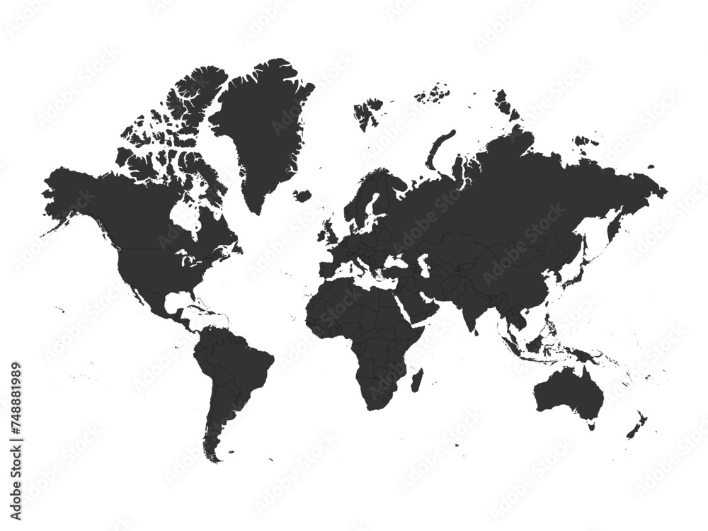 Fototapeta premium Flat World Map with all Countries Isolated