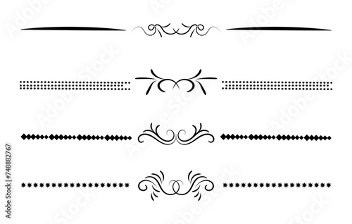 Set of line decorative calligraphic elements 