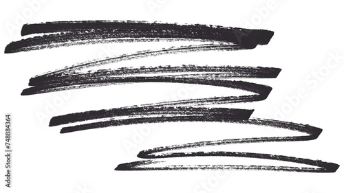 Black stroke brush isolated on transparent background.