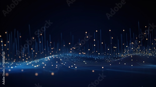 Futuristic blue connecting dots and lines for data network, global networking, global communication, science and technology concept background.