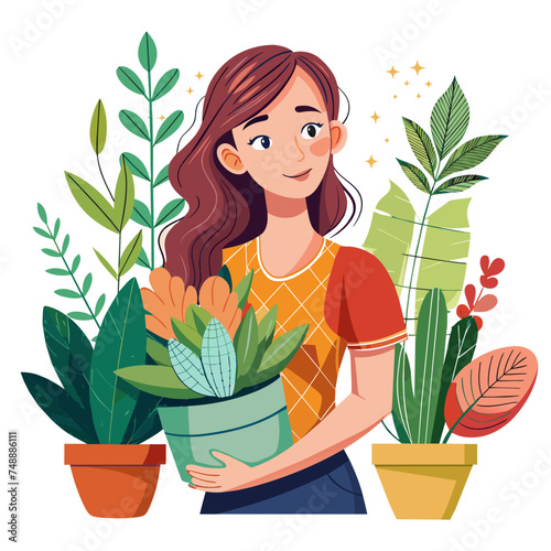 woman with a plant