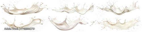 Set of splashes of milk or cream, cut out