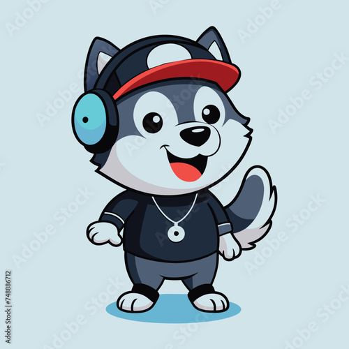 Husky headphones vector illustration 