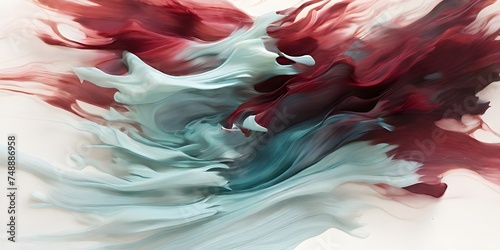 An abstract blur of aqua and burgundy colors with a grainy texture on a white background. generative AI