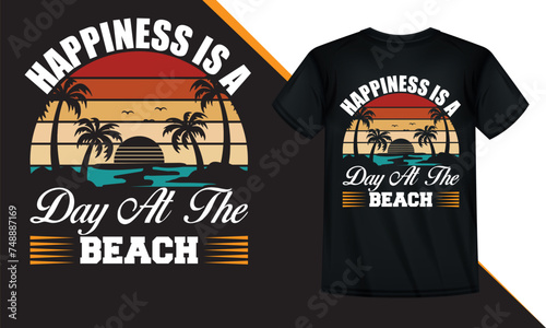 happiness is aday at the beach t shirt design photo
