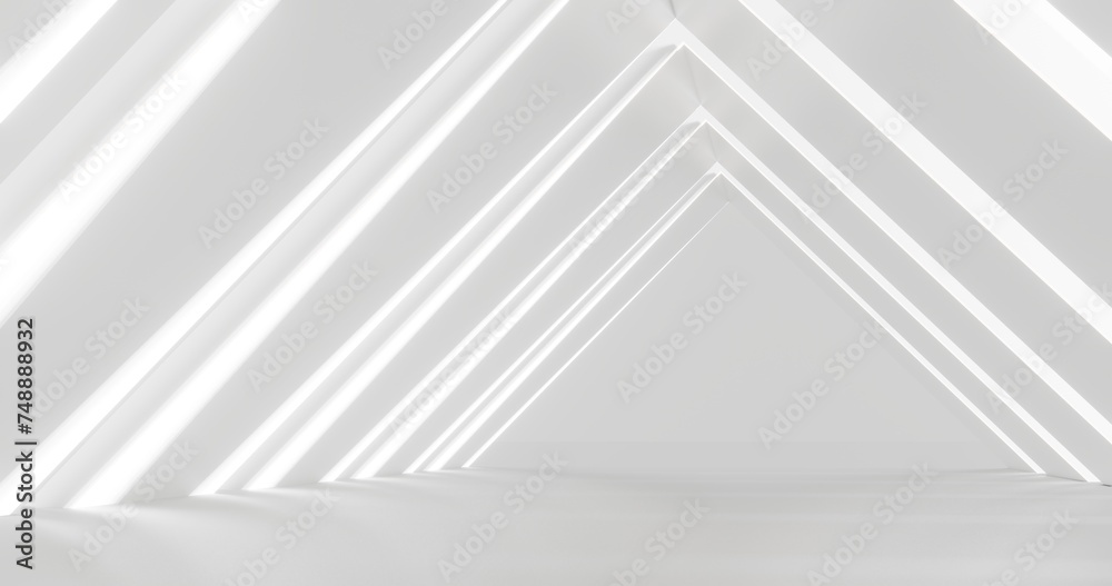 Futuristic interior background lamps glowing in white tunnel 3d render Futuristic interior background lamps glowing in white tunnel 3d render