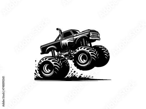Unleash the Roar: Experience the Monstrous Thrill of a Jaw-Dropping Monster Truck Rally - High-Quality Vector Illustration