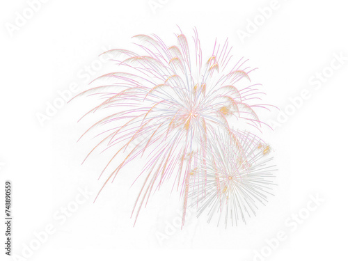 Multi color Firework Celebration over the working space on transparent background