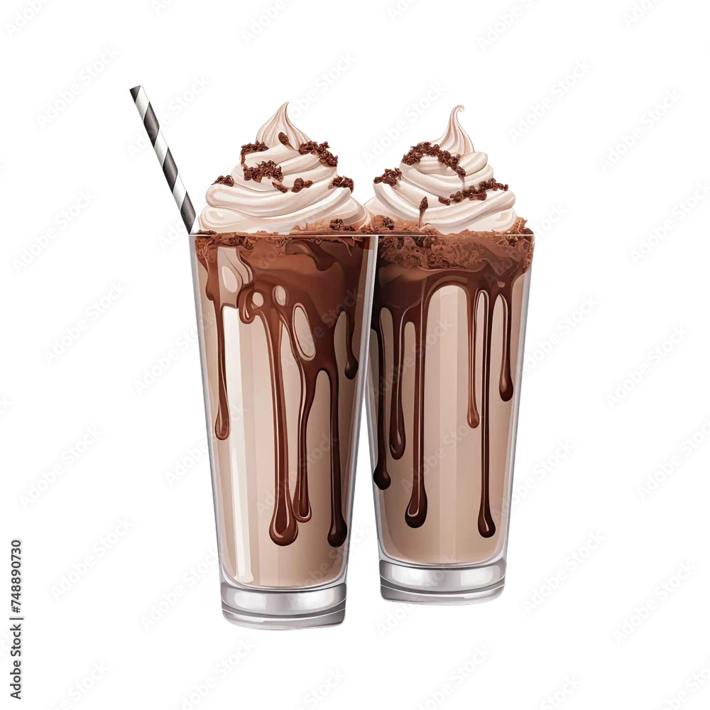 Frappe with a straw, isolated on transparent background. AI generated.