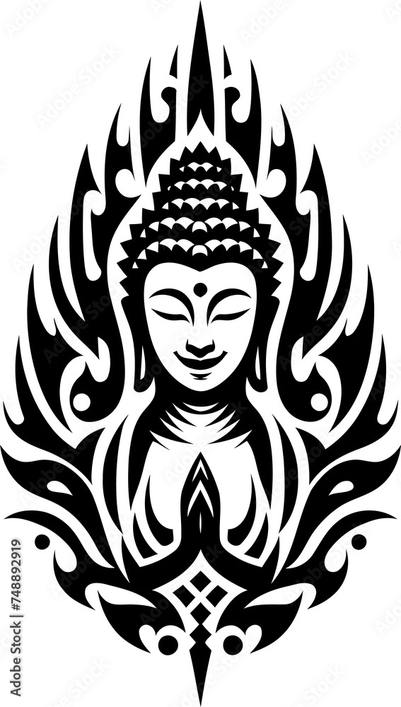budha in modern tribal tattoo, abstract line art, minimalist contour, budha in modern tribal tattoo, abstract line art, minimalist contour,