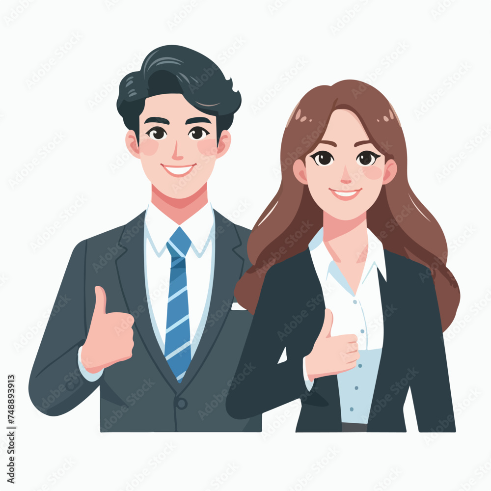 flat design illustration of business people giving appreciation with thumb up flat design illustration of business people giving appreciation with thumb up