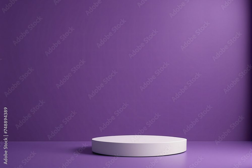 Empty pedestal display on purple background with blank stand for product show or presentation Empty pedestal display on purple background with blank stand for product show or presentation