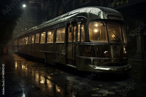 The metallic hull of the tram reflects only the cold distant stars casting eerie shadows on the faces of those inside their eyes haunted by a darkness that knows no end