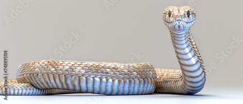 a close up of a snake laying on the ground with it's head in the middle of the snake's body. photo