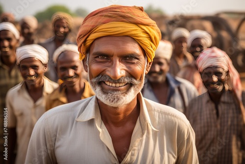 Local farmers are smiling: showing happiness, pride, and self-sufficiency and abundance.