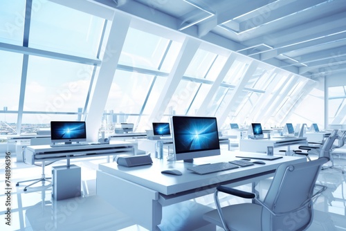 Modern office with modern technology Showing a modern office Use cutting-edge technology effective Shows leadership in technology.