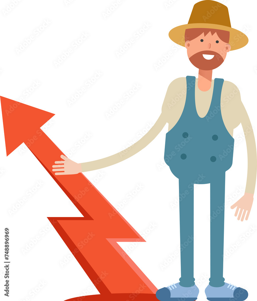 Farmer Character and Arrow Chart
