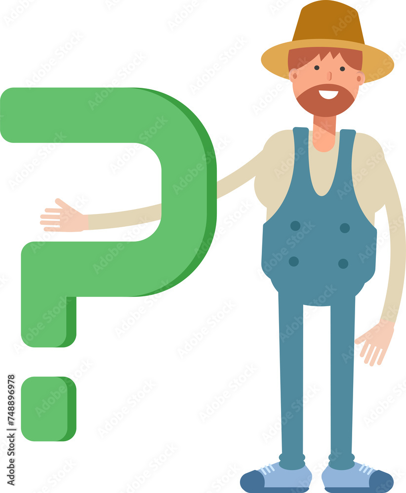 Farmer Character and Question Mark

