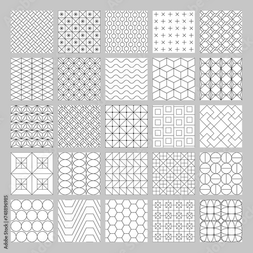 Geometry seamless pattern black and white simple bundle set pack monochromatic