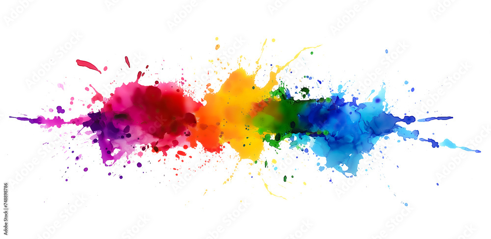 splatter of holi colors isolated on white background