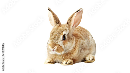 Brown Rabbit Sitting on Top of White Floor  cut out Easter symbol