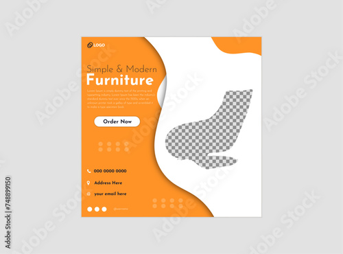 creative shapes furniture sale banner social media post design template bundle