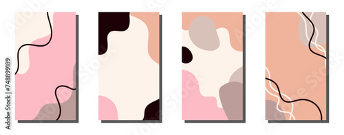 Vector set of Abstract Fashion Backgrounds. Design for Social Networks; for Print; banner; Stylish Set for Text.  Minimalistic. Lines. Cosmetics. Beauty Salons .Atelier.Knitting.Handicrafts.Sewing