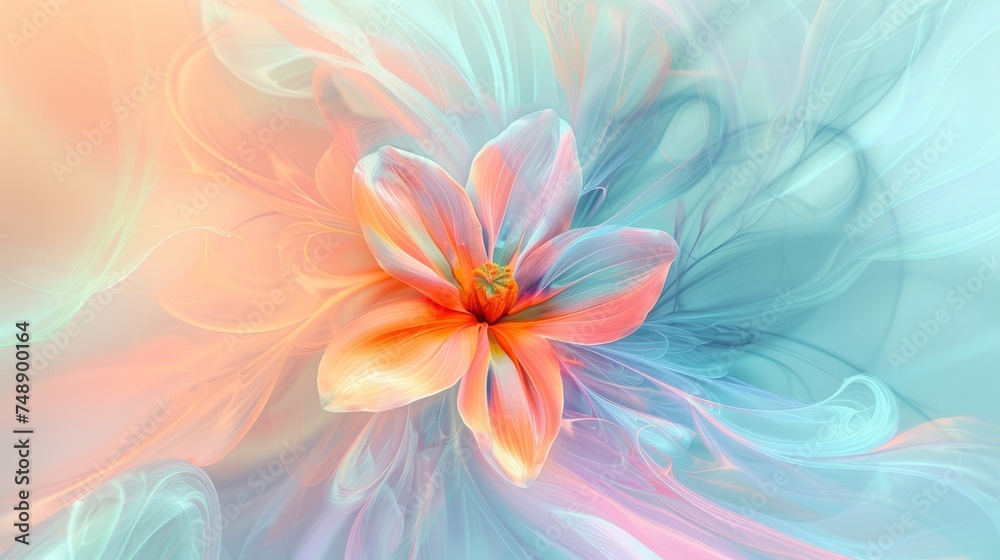 Beautiful abstract flower over pastel background. Serenity, tranquility concept