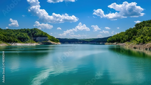 Wallpaper Mural Panoramic landscape of blue sky over a serene lake on a beautiful summer day. Torontodigital.ca