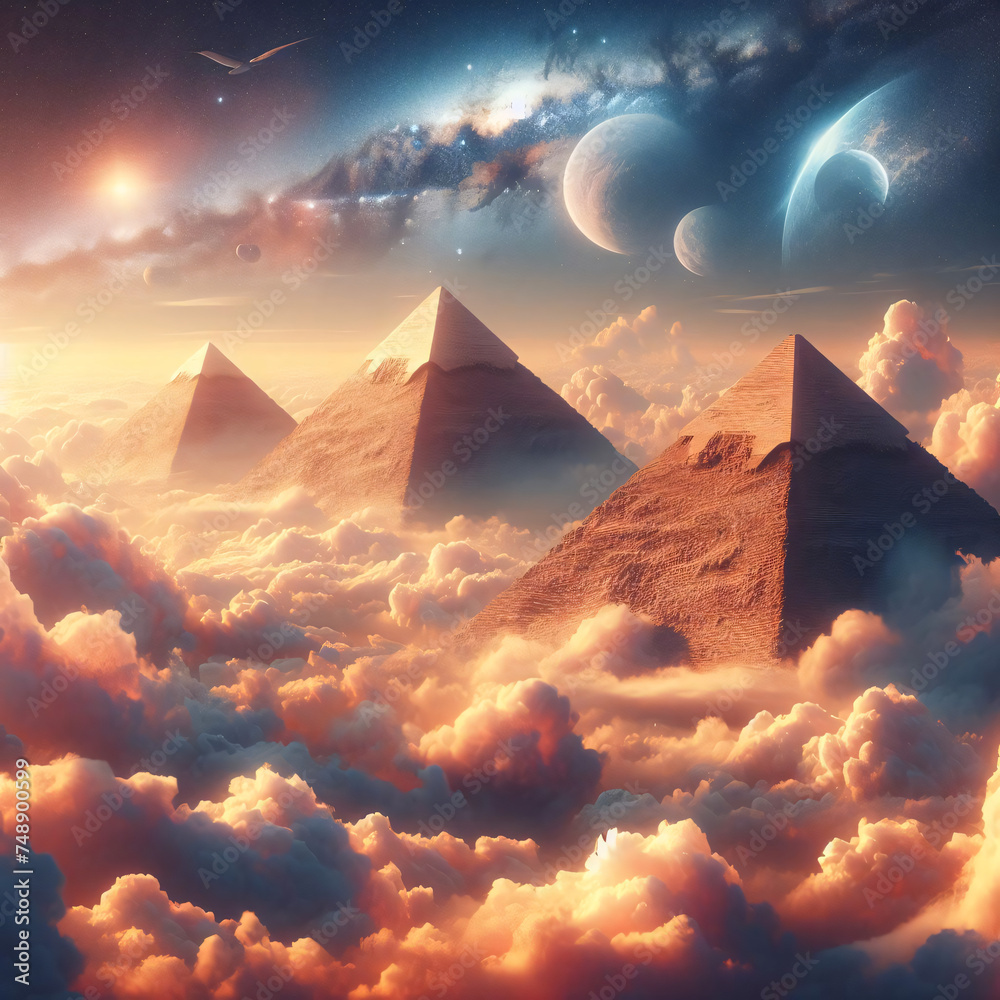 Floating Pyramids - Cloud-Bound Egyptian Majesty