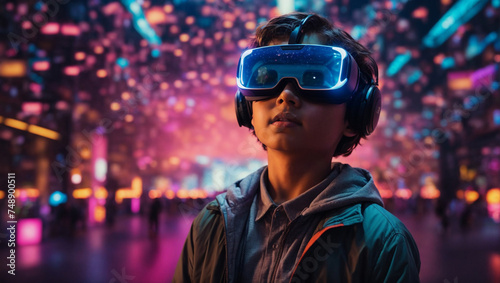 Junges Kind erlebt einer virtuelle Welt