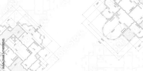 Fototapeta samoprzylepna House plan project .Technical drawing background. Engineering design .Vector , illustration.