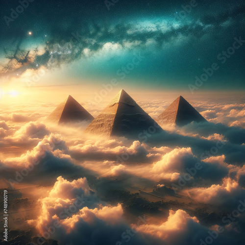 Floating Pyramids - Cloud-Bound Egyptian Majesty