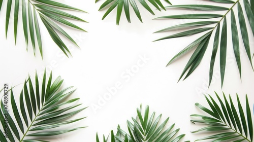 Boho-style leaves background on pure white