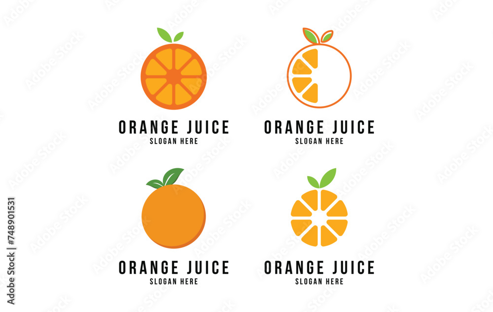 set of orange fruit logo design concept