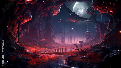 3D animated jazz odyssey exploring alchemical realms vampire cultures and alien reefs on distant exoplanets in hightech style