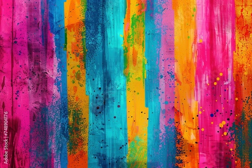 An eye-catching graphic background bursting with vibrant colors, featuring paints and stripes in a splattered/dripped style reminiscent of rainbowcore