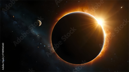Space background with planets moving around sun on orbits 