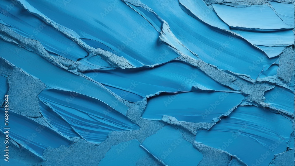 Fototapeta premium Abstract blue plaster with uneven texture and pattern providing space for text