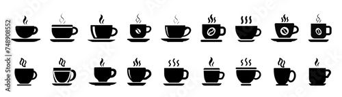 Hot coffee cup vector icon.. Cup coffe with steam.